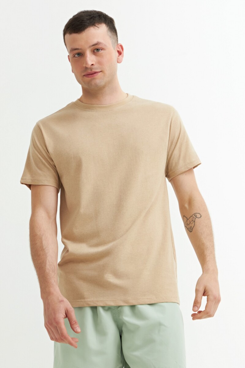 Remera cuello redondo - Beige 