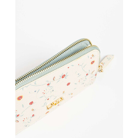 Tarjetero Horizontal Con Cierre Estampado Flores