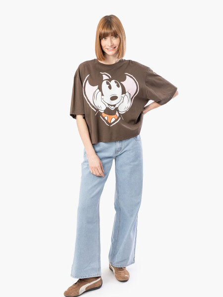 REMERA MICKEY IN LOVE MARRON