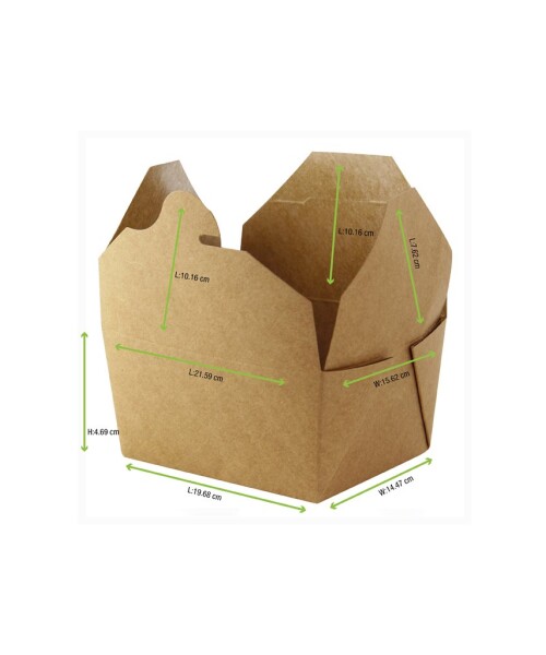 Envase de cartón kraft, caja rectangular 21.7 x 5 cm, 1450 ml - 25 u Envase de cartón kraft, caja rectangular 21.7 x 5 cm, 1450 ml - 25 u