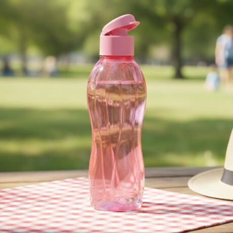 Botella caramañola plástica con tapón 600 ml ROSADO