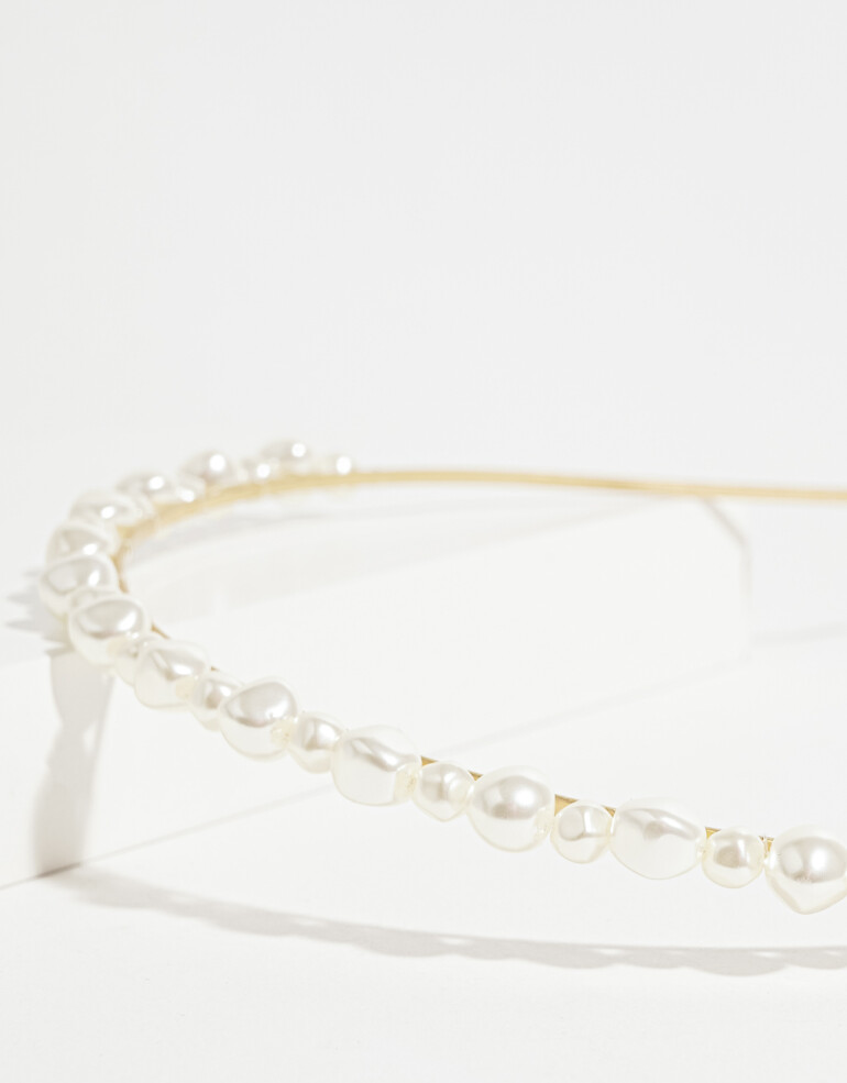 Vinchas Rígidas Perla Vincha Rígida Con Perlas - Combinacion Bicolor