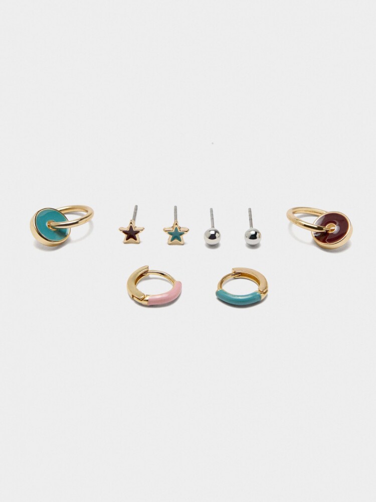 Set De Pendientes Con Esmalte multicolor