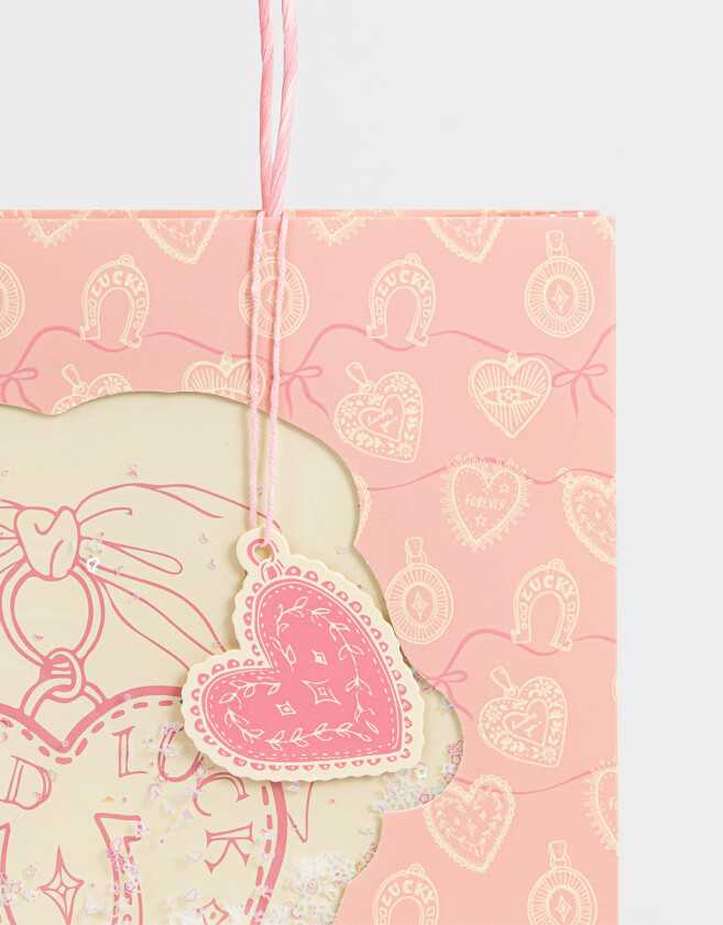 Accesorios Regalos Corazón Bolsa De Regalo Mediana Con Ventana Con Glitter Movible - Combinacion Multicolor