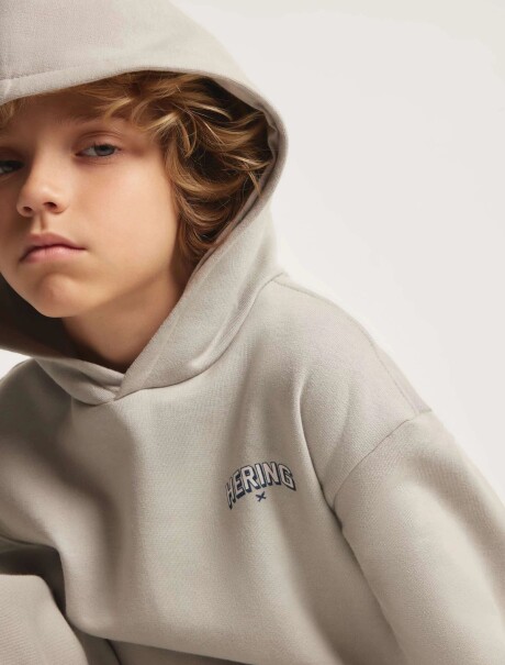 BUZO INFANTIL ESTAMPADO CON CAPUCHA GRIS