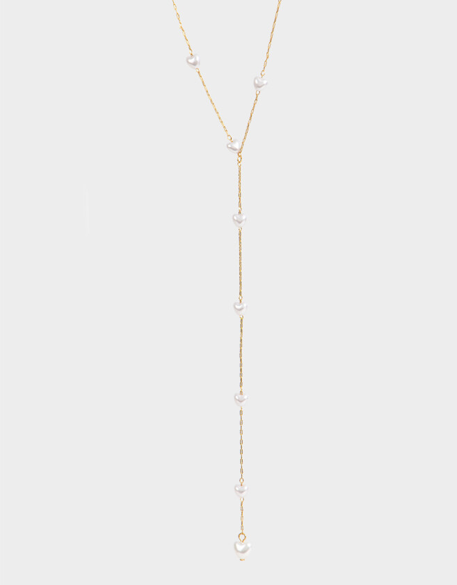 Collares Largos Perlas Collar Largo Con Perlas - Dorado