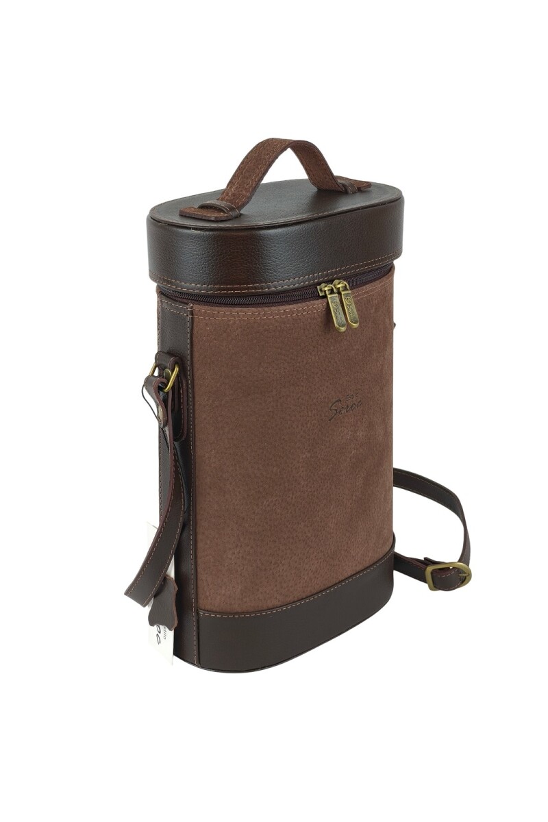 Matera de cuero combinada con pecari Chocolate