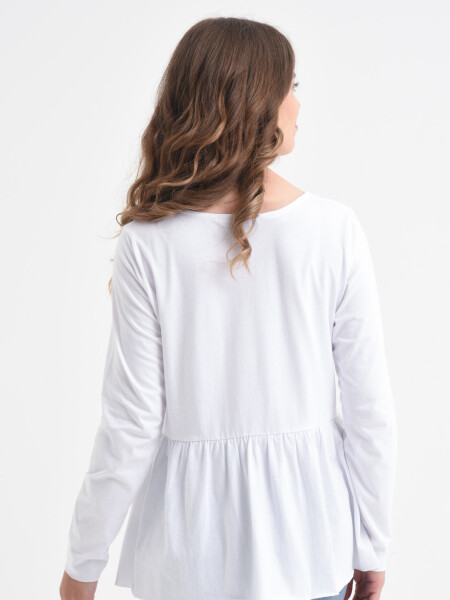 Camiseta manga larga peplum Blanco