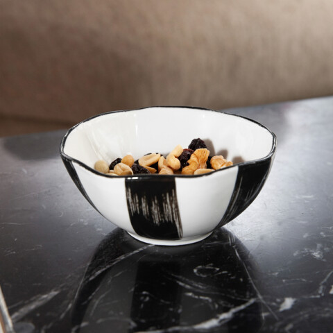 Bowl de cerámica rayas negro