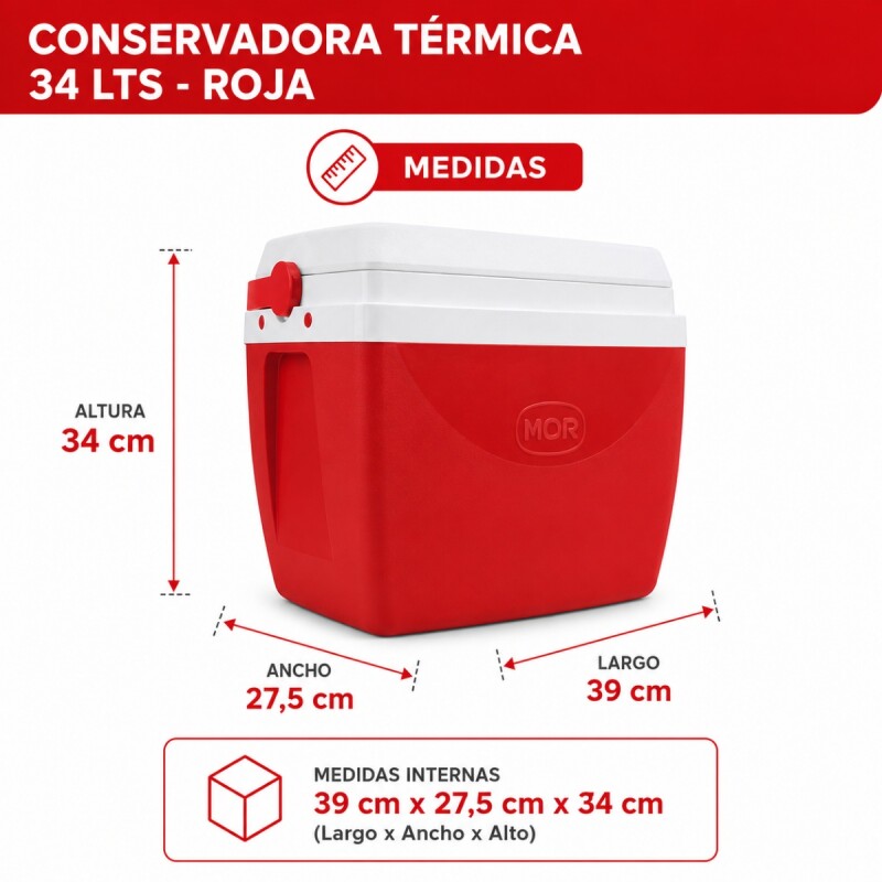 Conservadora térmica 34 lts ROJO
