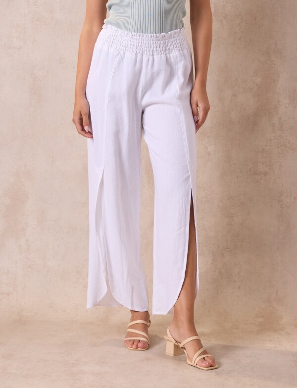 Pantalon Lino Solid BLANCO