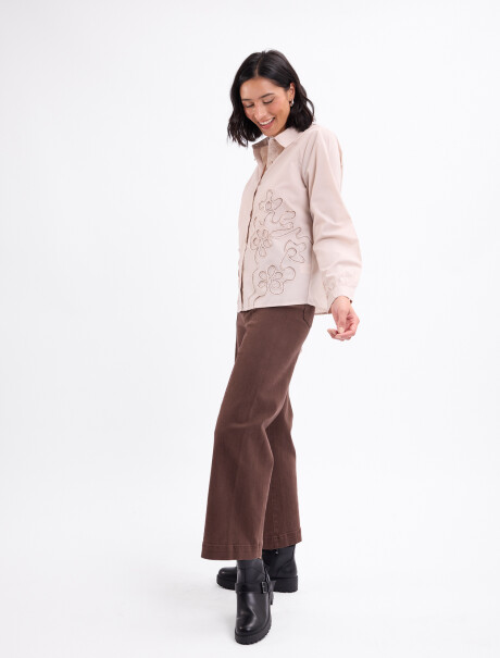 Camisa pespunte Laila beige