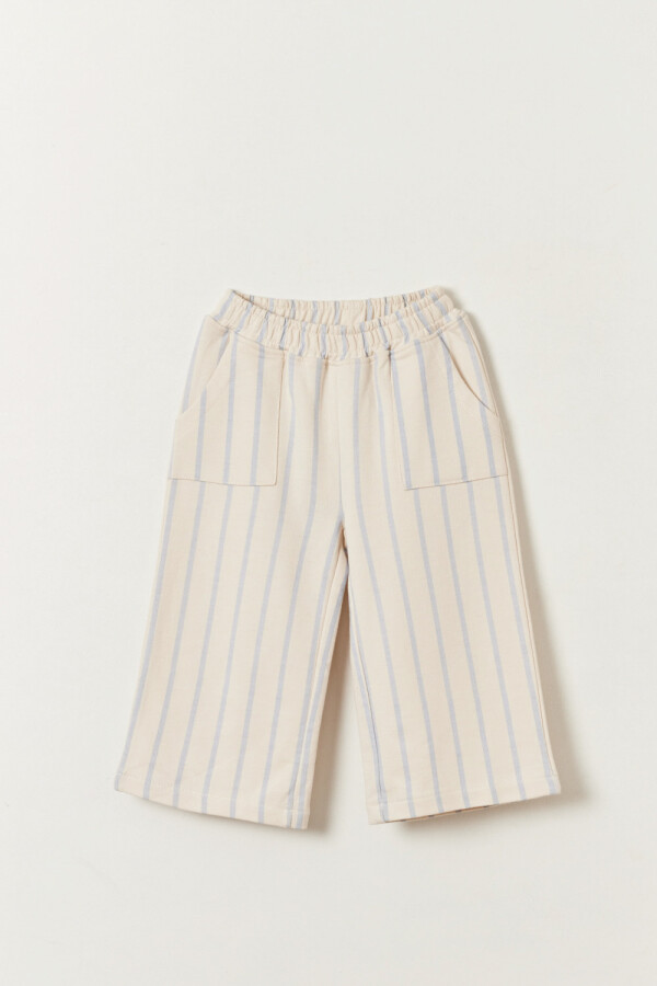 Pantalón deportivo Bolsillos Rayas Crudo
