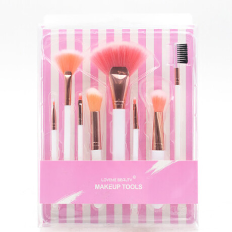 Set de 8 brochas Nine Beauty Rosa y blanco