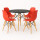 Juego de comedor Con Mesa Circular de 80cm + 4 Sillas Eames Rojo/Negro