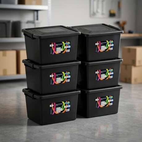 Set x6 Caja organizadora 20lts NEGRO