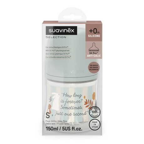 Mamadera Suavinex Bebés +0M 150Ml Tetina Fisio SX PRO Wonder Verde