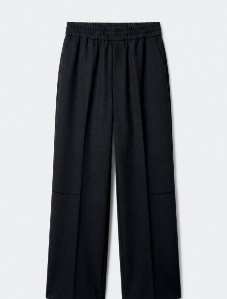 PANTALÓN RECTO DE TELA - BEIGE NEGRO
