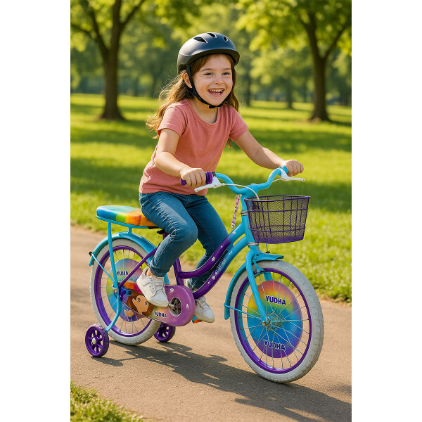 Bicicleta Rodado 16 Multicolor Canasto y silla trasera Violeta