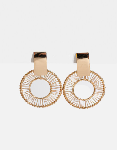 Aros Colgantes Largos Metal Aros Largos Metal - Dorado