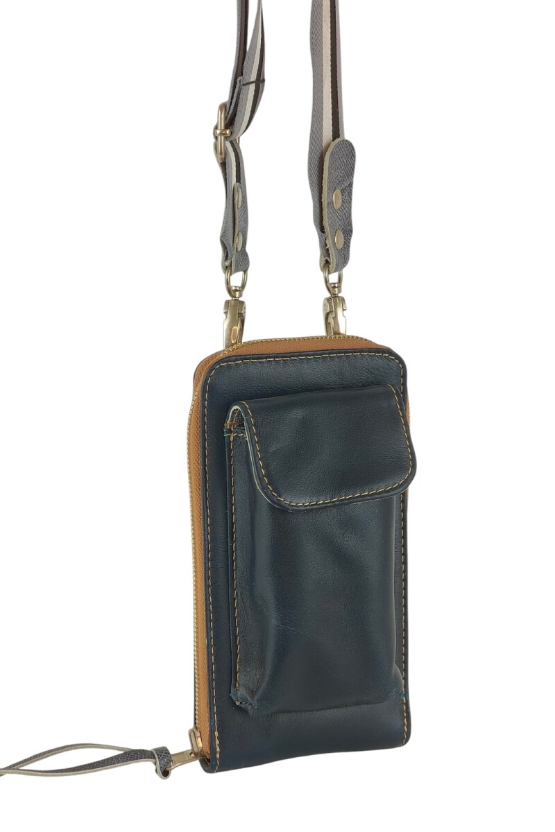 Porta celular con monedero y tarjetero interior Azul