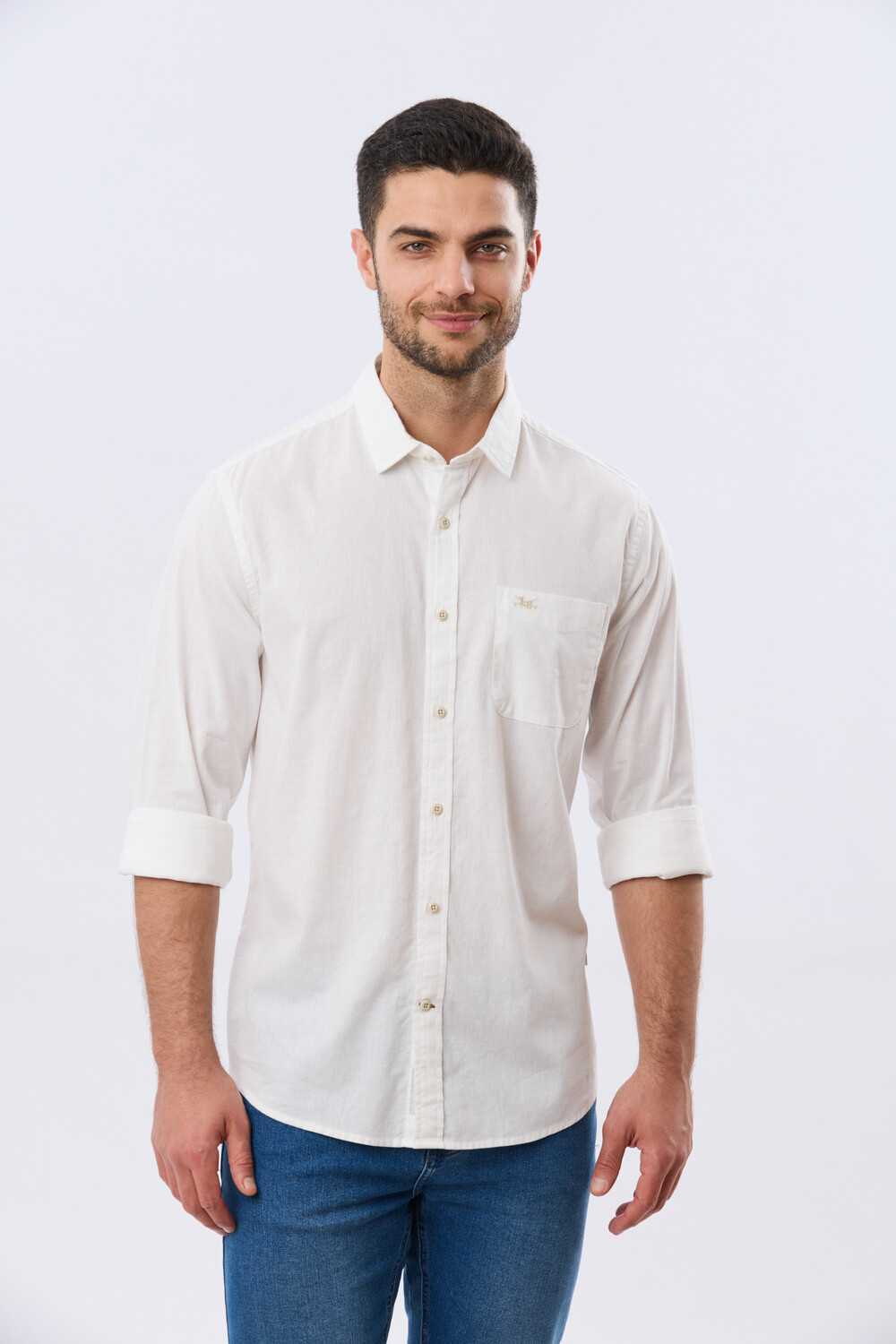 CAMISA LISA DE LINO Blanco