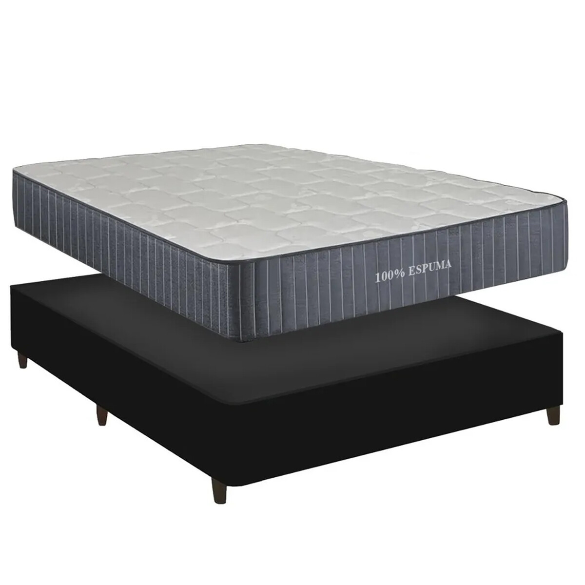 SOMMIER PLAZA Y MEDIA BASE CAMA COLCHÓN REVERSIBLE ANTIÁCAROS 
