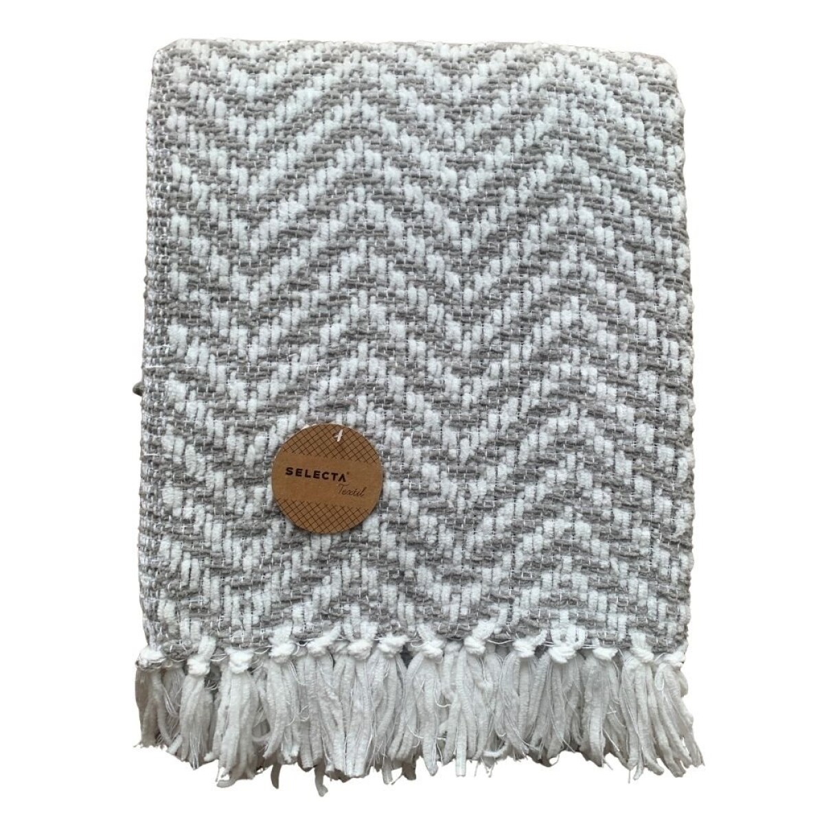 MANTA TEJIDA POLIESTER 125X150CM ZIG ZAG GRIS 