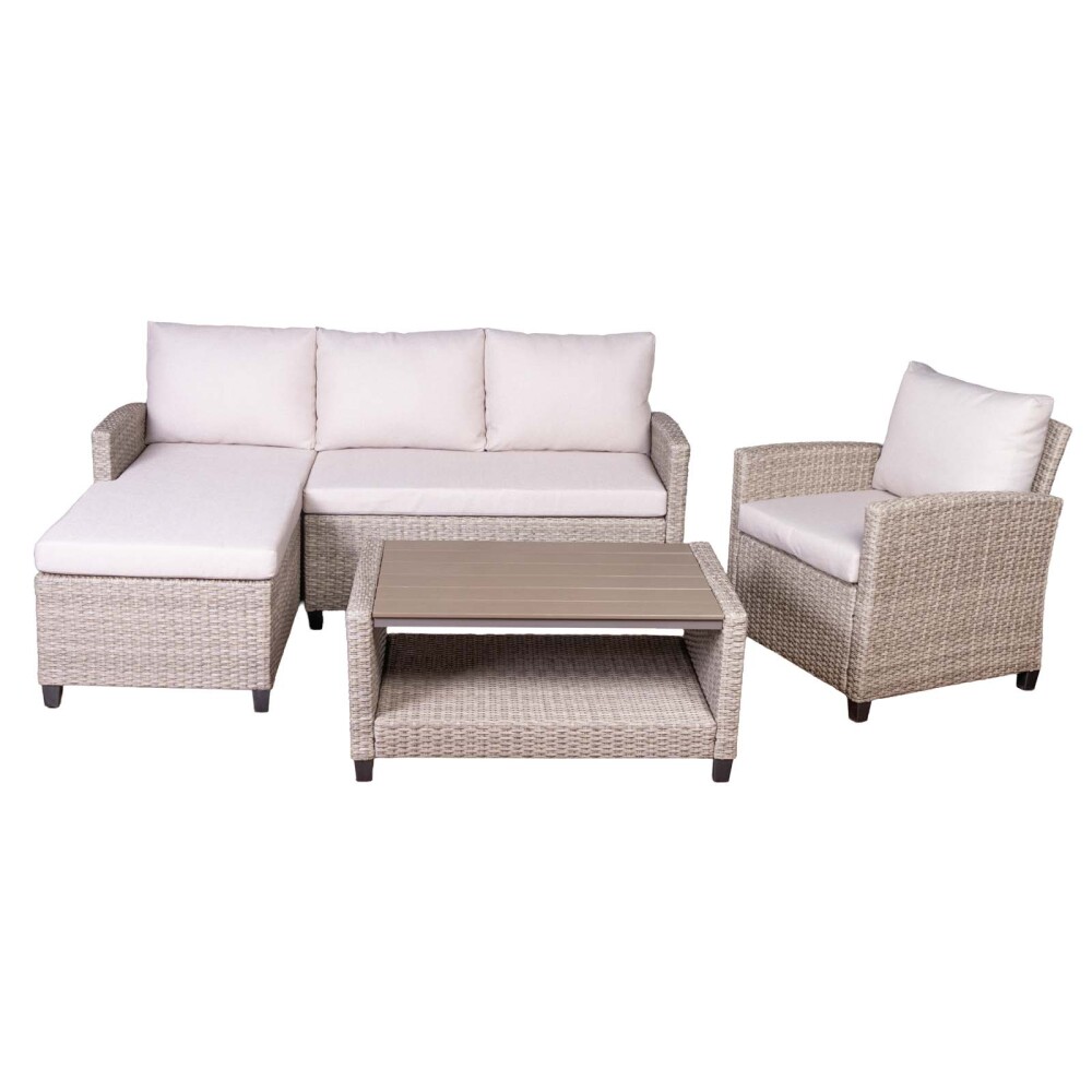 SET DE LIVING EXTERIOR RATTAN-SINTETICO NATURAL-BEIGE COZUMEL