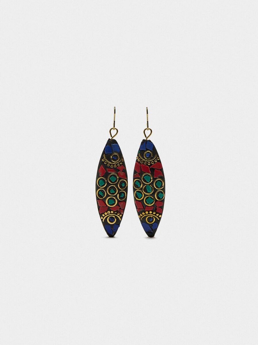 Pendientes Largos Étnicos Multicolor - multicolor 
