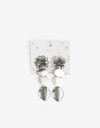 Aros Colgantes Largos Color Aros Colgantes Largos Flor Y Chapones - Plateado Rodio