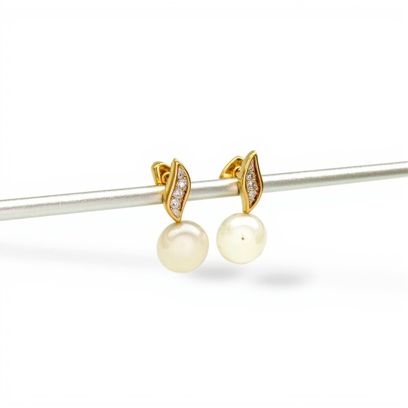 Caravanas Perlas Colgante - Oro bajo - Perla de río - CA8242 conperla