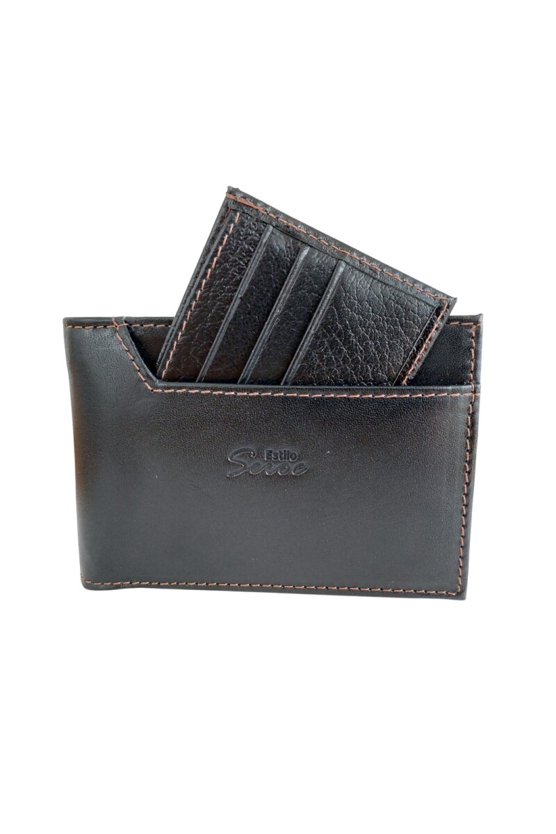 Billetera - Cuero Genuino con Tarjetero Extraíble Negro