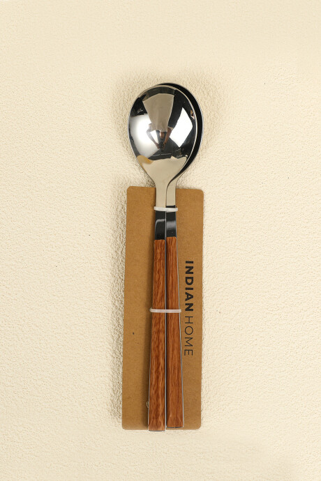 Cuchara Mango Efecto Madera, Set 2pcs Plateado