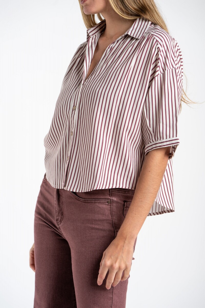 Camisa Rayada Burdeos