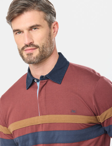 REMERA POLO RAYADA Bordo
