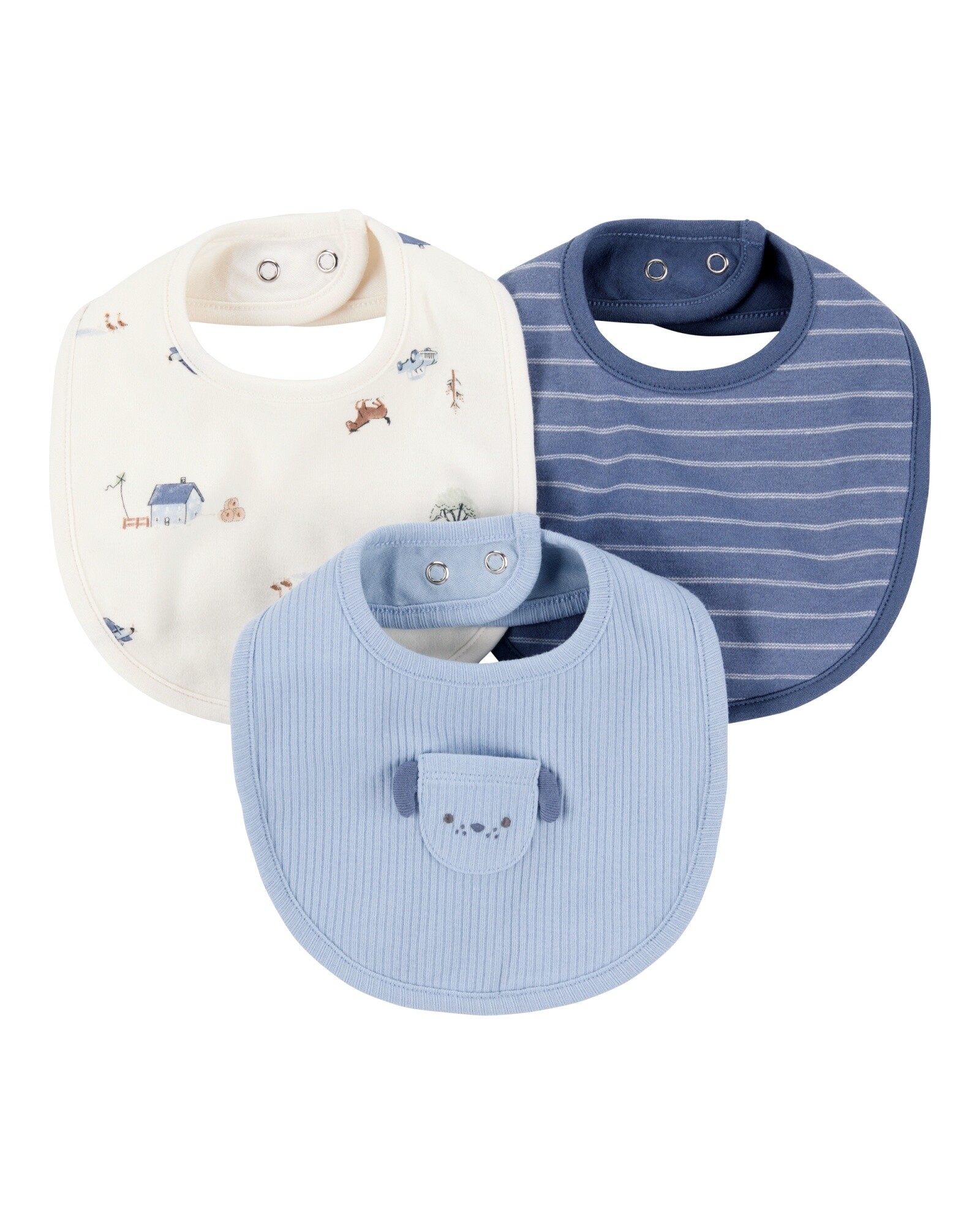 Pack tres baberos de algodón, diseño perro Sin color