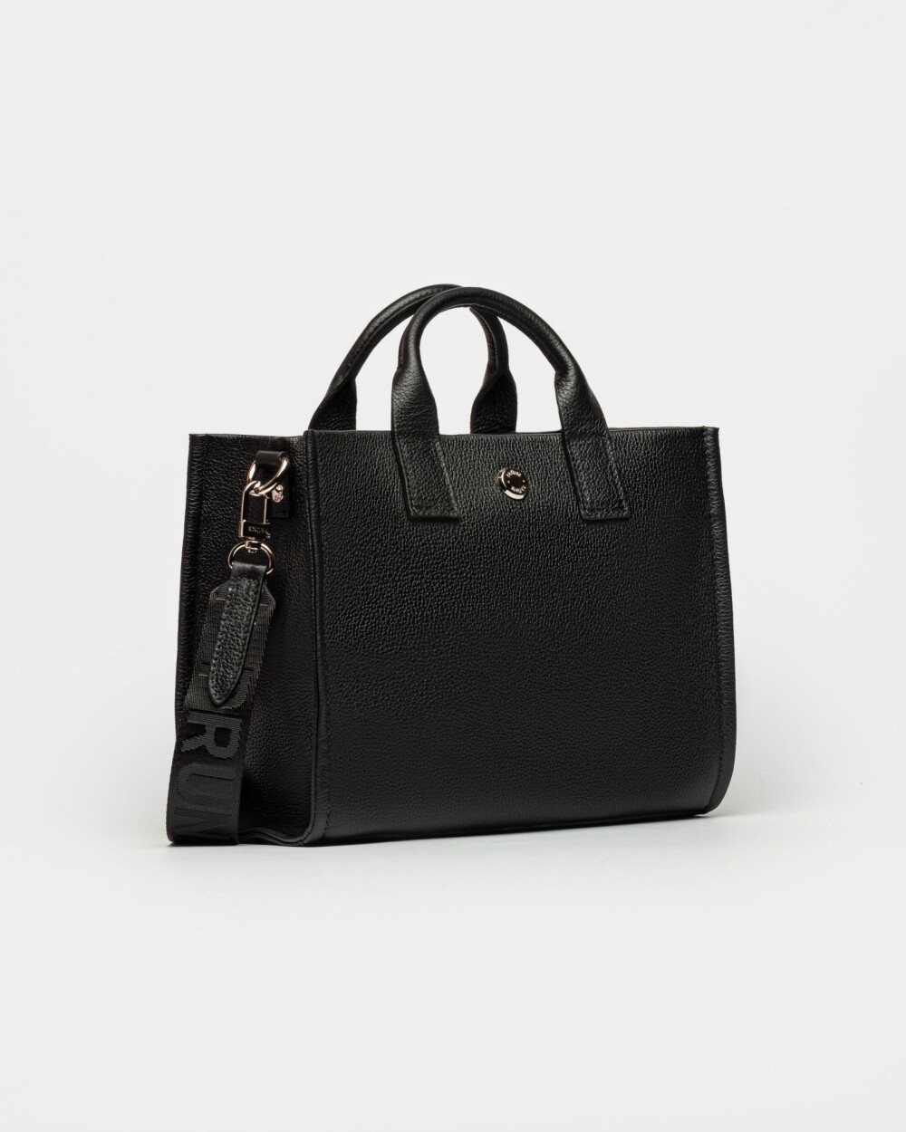 Cartera de Mano Capri En Cuero Graneado Negro