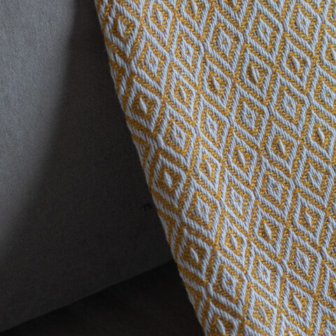 Manta para sillón y cama algodón Rombos Mostaza 180 x 130 cm