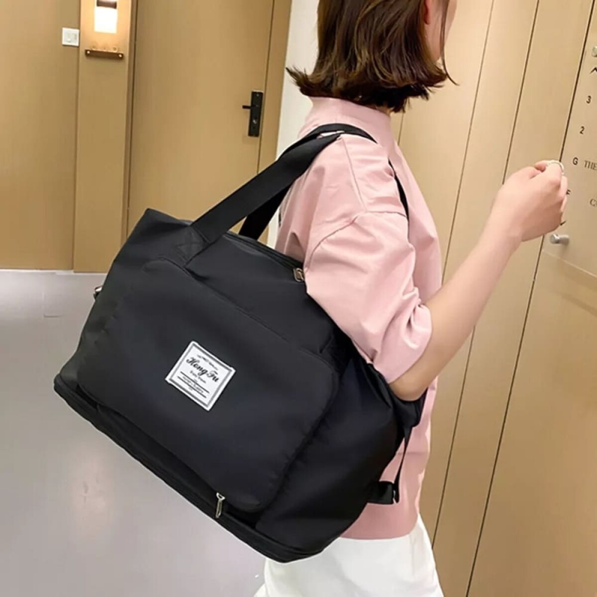 Bolso de viaje impermeable plegable y expandible - negro 