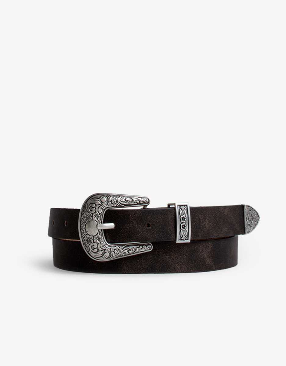 Cinturón Con Hebilla Grabada 
