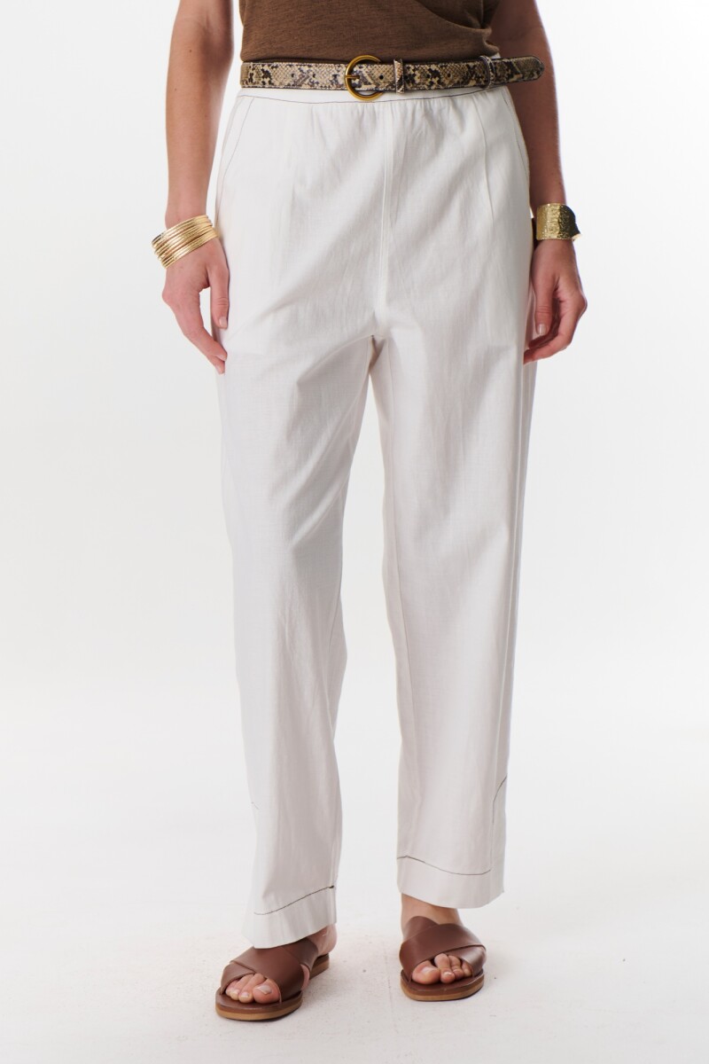 PANTALON LINO STRECH BLANCO