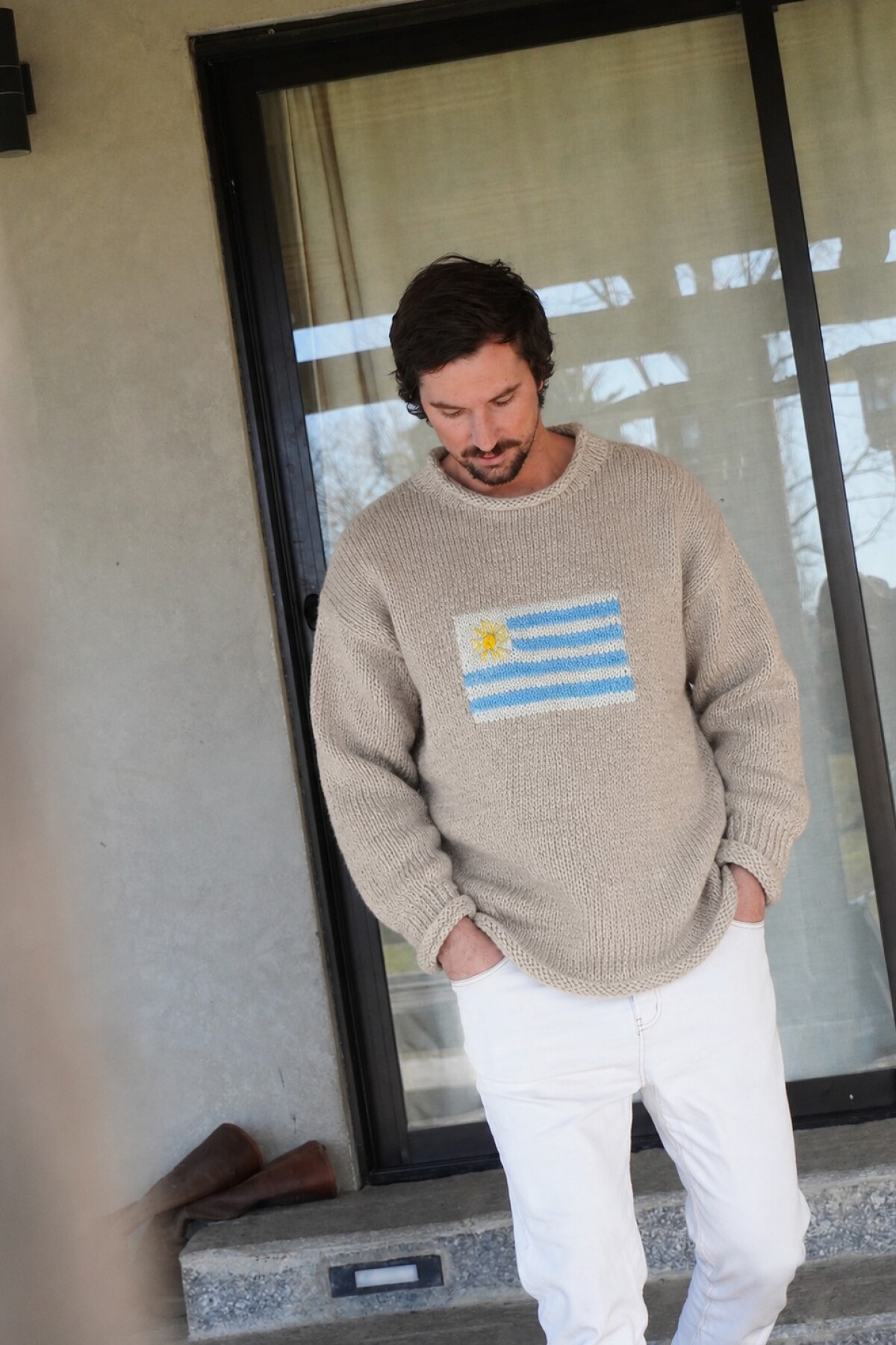 Sweater Flag Handmade Men Beige