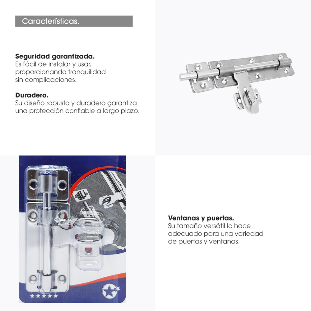 Pasador Puerta Ventana Con Traba 8 Pulgadas Seguridad Pasador Puerta Ventana Con Traba 8 Pulgadas Seguridad