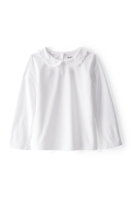 Blusa de algodón, con cuello mago, blanca Sin color