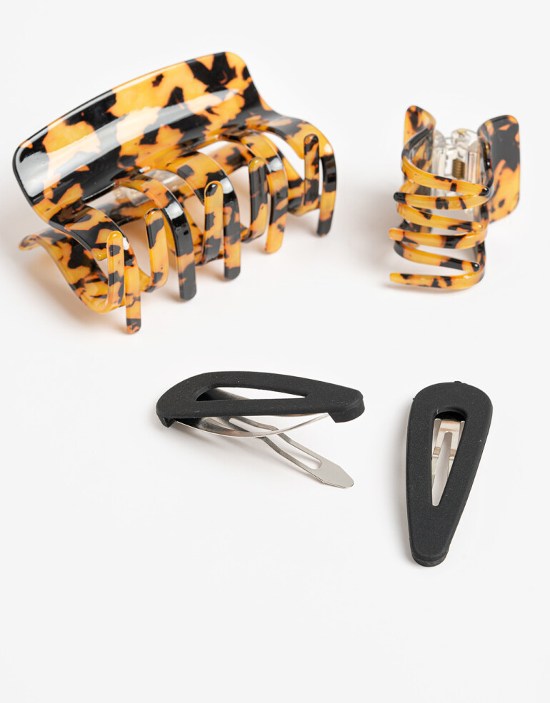 Accesorios Pelo Set Varios Set De 2 Broches De Acrílico Y 2 Hebillas Tic Tac. - Combinacion Bicolor