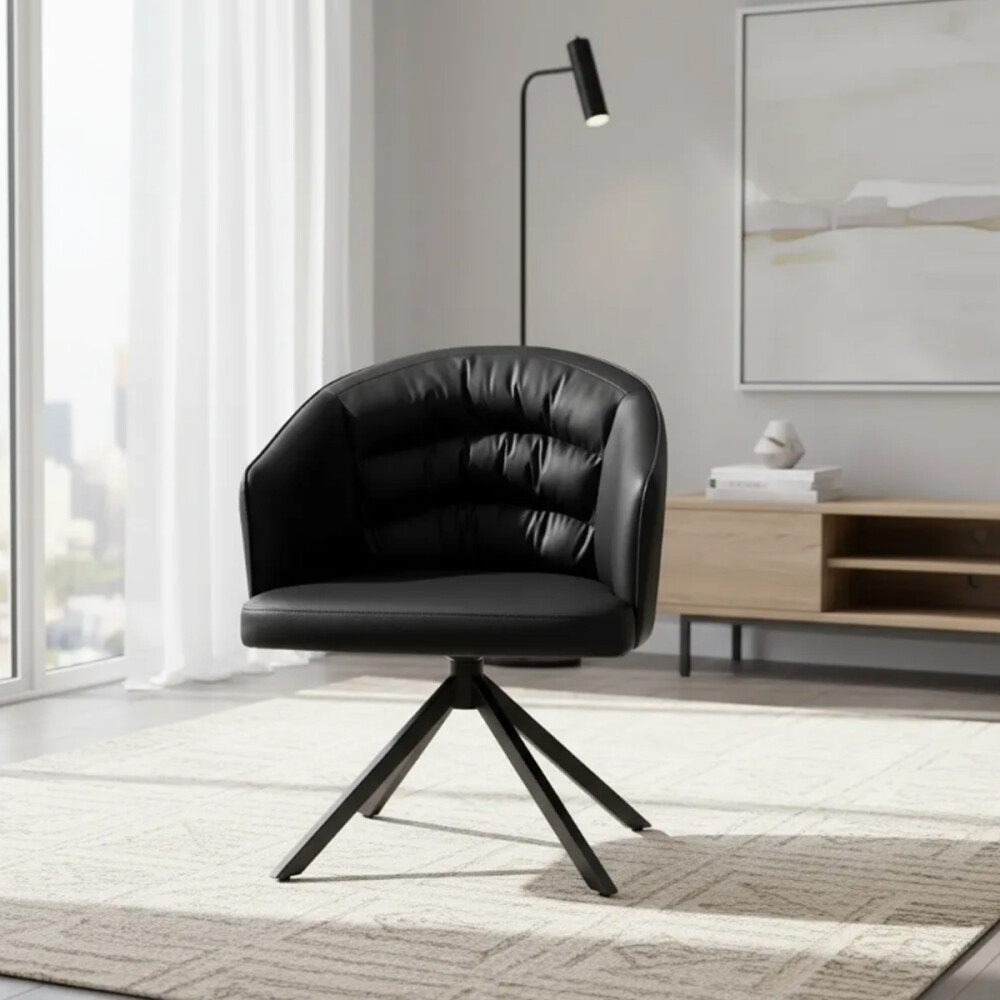 Sillón Acolchonado Base Aluminio Giratoria Superior Fuerte Negro