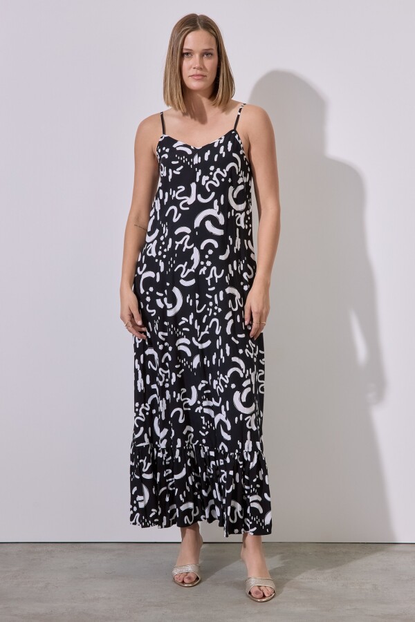 Vestido Maxi Print NEGRO/BLANCO