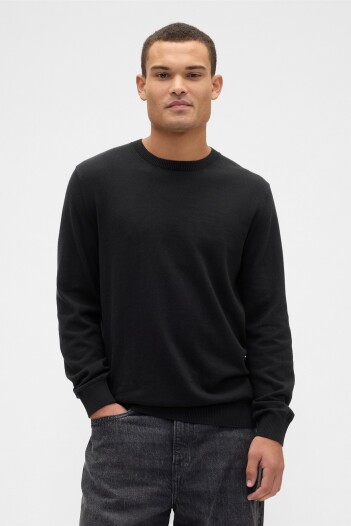 Buzo Algodón Cuello Redondo Hombre True Black