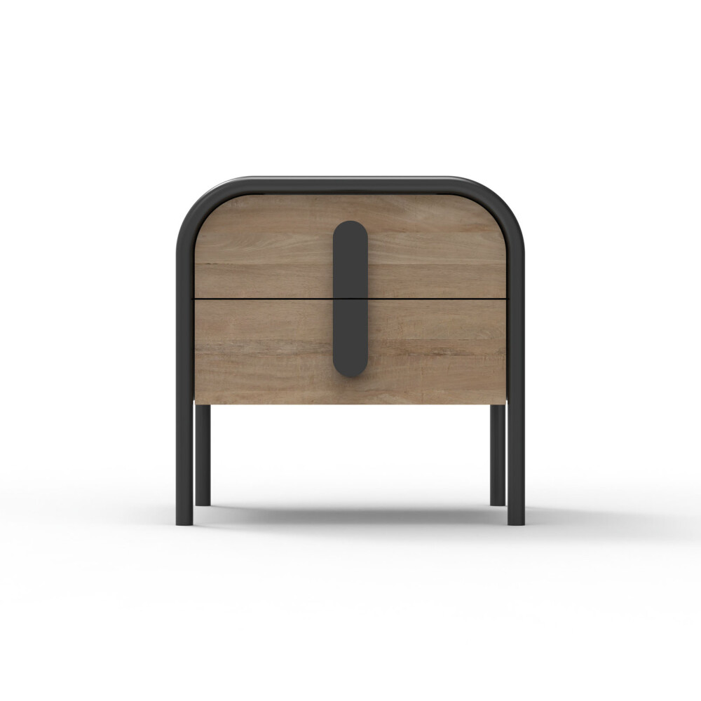 MESA DE LUZ 2 CAJONES MADERA-Y-METAL ARIA